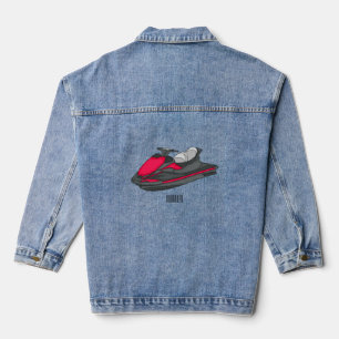 Jet ski cartoon illustration  denim jacket