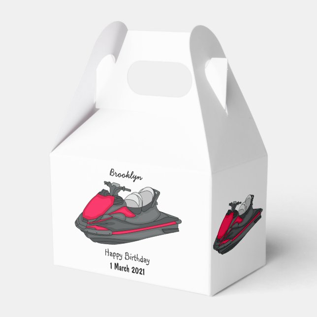 Jet ski cartoon illustration favour box (Front Side)
