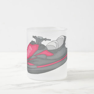 Jet ski cartoon illustration frosted glass coffee mug
