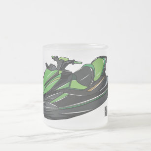 Jet ski cartoon illustration frosted glass coffee mug