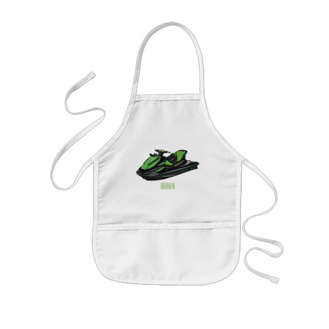 Jet ski cartoon illustration kids apron (Front)