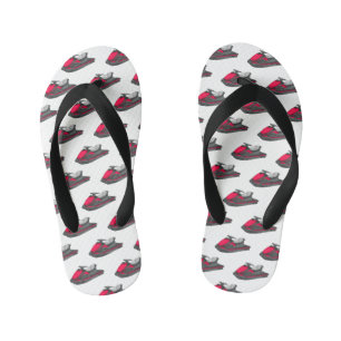 Jet ski cartoon illustration kid's flip flops