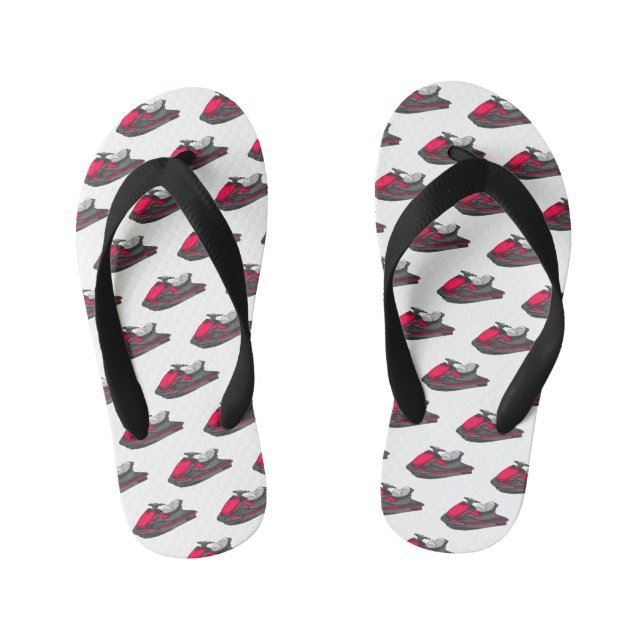 Jet ski cartoon illustration kid's flip flops (Footbed)