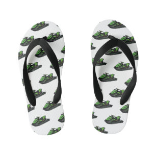 Jet ski cartoon illustration kid's flip flops