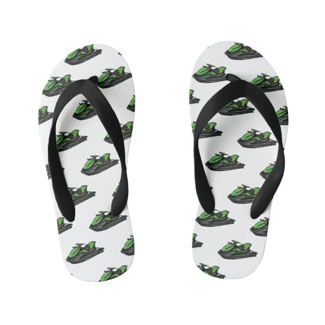 Jet ski cartoon illustration kid's flip flops (Footbed)