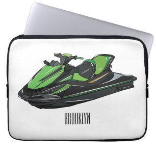 Jet ski cartoon illustration laptop sleeve