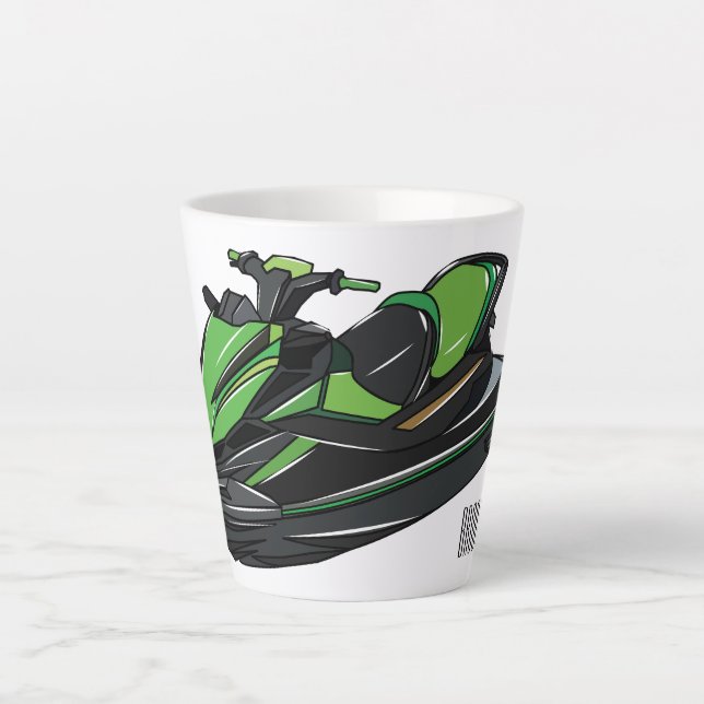 Jet ski cartoon illustration latte mug (Front)