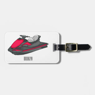 Jet ski cartoon illustration  luggage tag