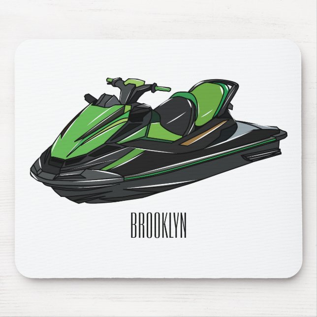 Jet ski cartoon illustration mouse mat (Front)