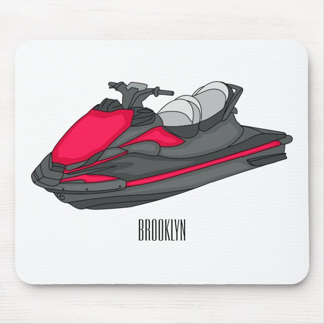 Jet ski cartoon illustration mouse mat (Front)