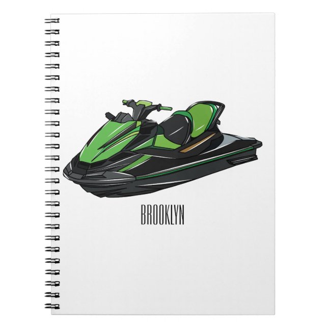 Jet ski cartoon illustration notebook (Front)