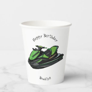 Jet ski cartoon illustration paper cups