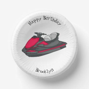 Jet ski cartoon illustration paper plate