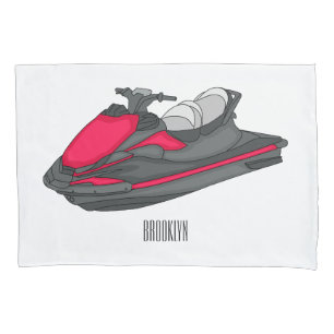 Jet ski cartoon illustration pillowcase