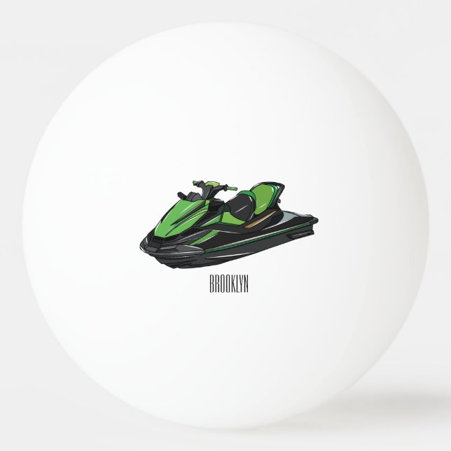 Jet ski cartoon illustration ping pong ball (Front)