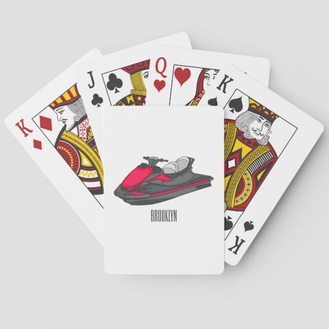 Jet ski cartoon illustration playing cards (Back)