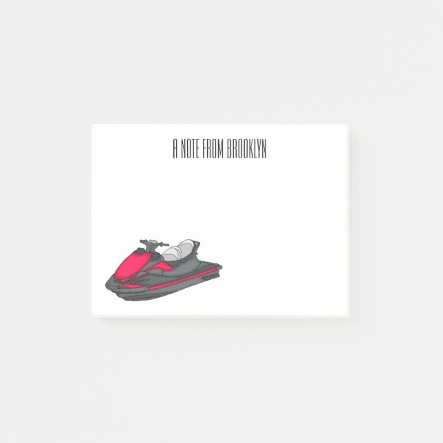 Jet ski cartoon illustration post-it notes (Front)