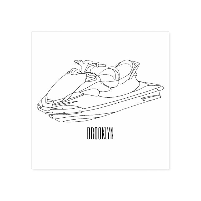 Jet ski cartoon illustration  rubber stamp (Imprint)