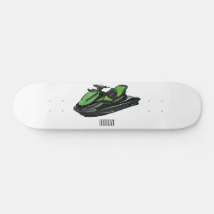 Jet ski cartoon illustration skateboard