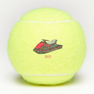 Jet ski cartoon illustration tennis balls