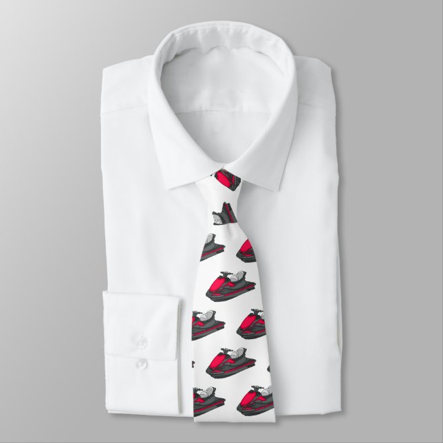 Jet ski cartoon illustration tie (Tied)