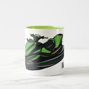 Jet ski cartoon illustration Two-Tone coffee mug