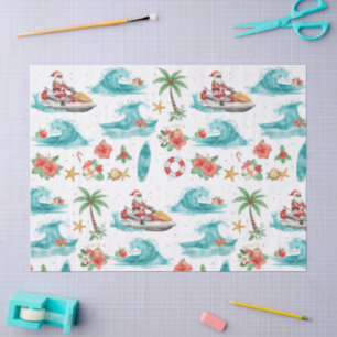 Jet Ski Christmas Holiday with Santa Claus Tissue Paper