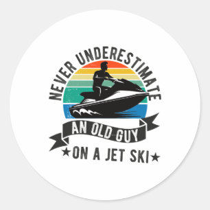 Jet Ski For Men Women Dad Boy Jet Skiing Driver Fu Classic Round Sticker