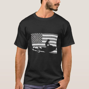 Jet Ski For Skiers Us American Flag Skiing T-Shirt