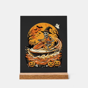 Jet Ski Halloween Skeleton Witch Pumpkin Design_1 Acrylic Sign