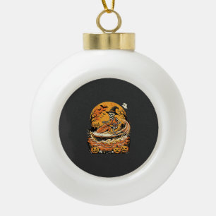 Jet Ski Halloween Skeleton Witch Pumpkin Design_1 Ceramic Ball Christmas Ornament