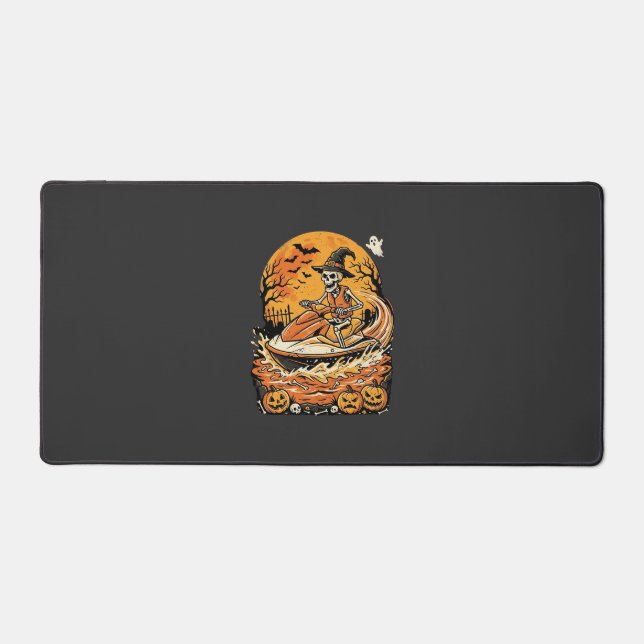 Jet Ski Halloween Skeleton Witch Pumpkin Design_1 Desk Mat (Front)