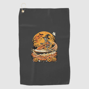 Jet Ski Halloween Skeleton Witch Pumpkin Design_1 Golf Towel