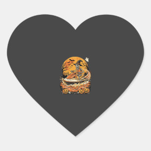 Jet Ski Halloween Skeleton Witch Pumpkin Design_1 Heart Sticker