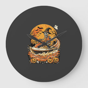 Jet Ski Halloween Skeleton Witch Pumpkin Design_1 Large Clock