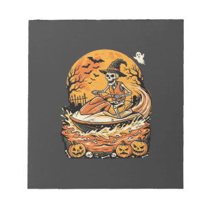 Jet Ski Halloween Skeleton Witch Pumpkin Design_1 Notepad