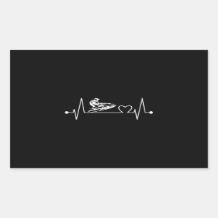 Jet Ski Heartbeat Heart Line Rectangular Sticker