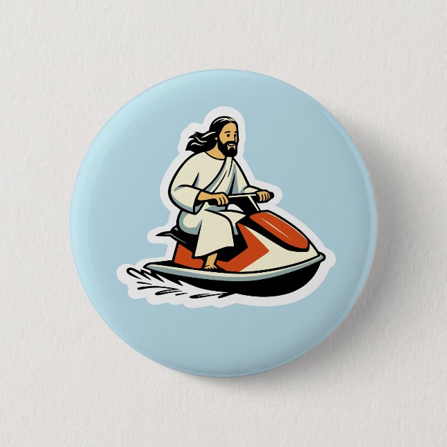 Jet-Ski Jesus 6 Cm Round Badge (Front)
