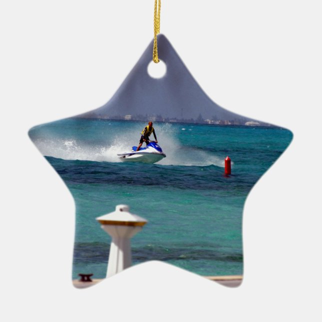 Jet Ski Paradise Ceramic Tree Decoration (Front)