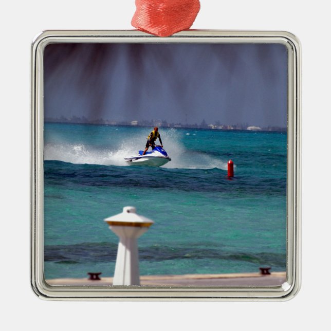Jet Ski Paradise Metal Tree Decoration (Front)