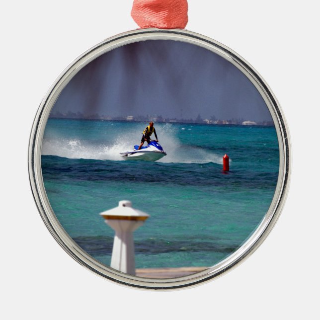 Jet Ski Paradise Metal Tree Decoration (Front)