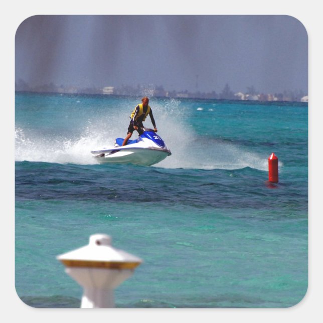 Jet Ski Paradise Square Sticker (Front)