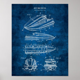 Jet Ski Patent Blueprint Watersport Gift Poster