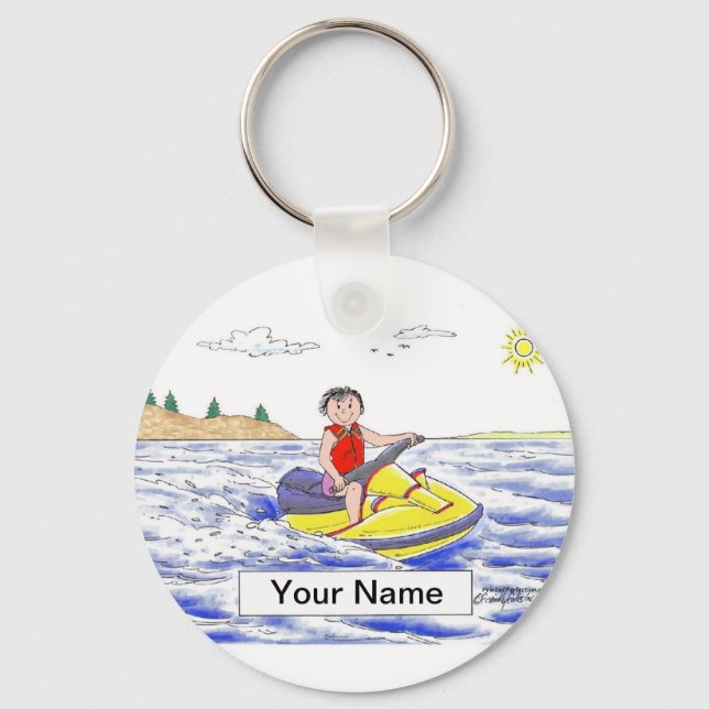 Jet Ski Rider - Female Cartoon  Key Ring (Front)