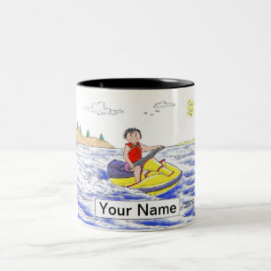Jet Ski Rider - Female Cartoon   Two-Tone Coffee Mug