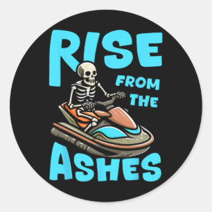 Jet Ski Skeleton Skier Skiing - Jet Ski  Classic Round Sticker