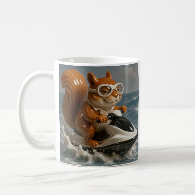 Jet Ski Squirrel Coffee Mug (Left)