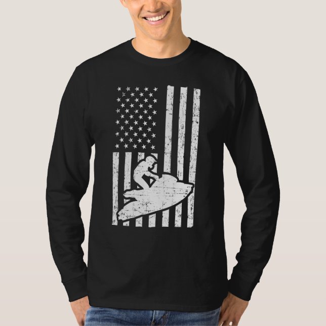 Jet Ski Us American Flag Jet Skiing T-Shirt (Front)