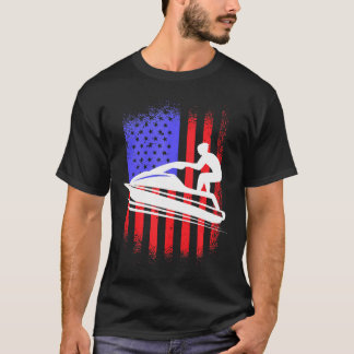 Jet-Ski Usa Jet Skiing America Flag Jet Ski Lovers T-Shirt