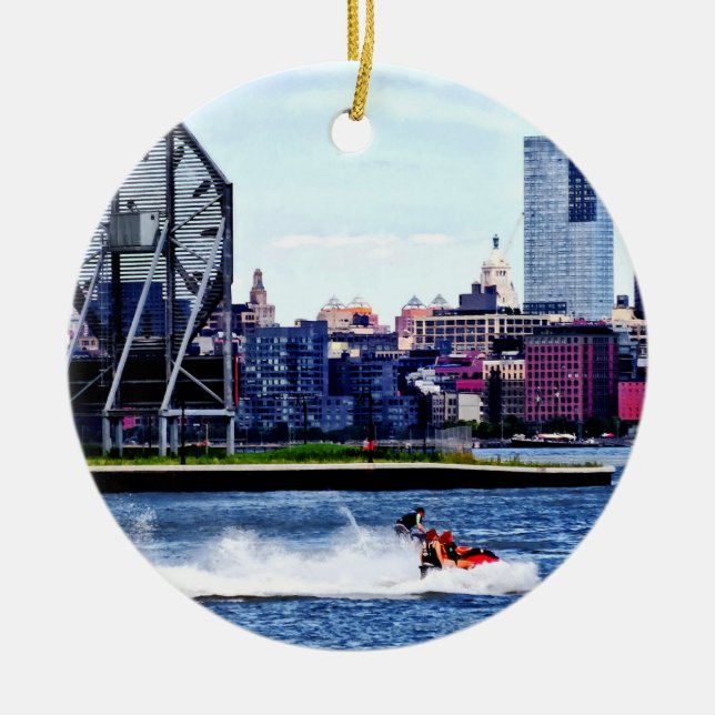 Jet Skiing by Colgate Clock Ceramic Tree Decoration (Front)